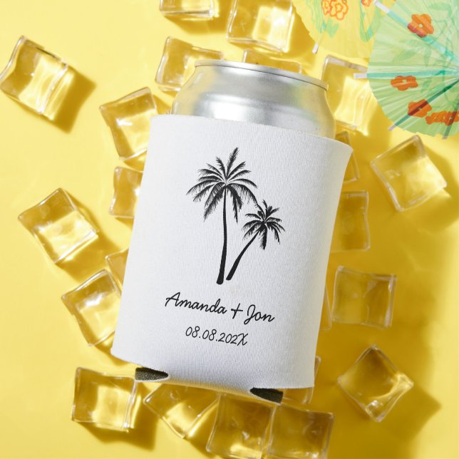 Wedding Party Favours Palm Tree Beach Girls Weeken Can Cooler (In Situ Summer)
