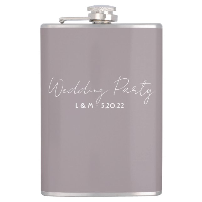 Wedding Party Flask Gift - Beige (Front)