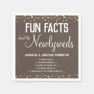 Wedding Party Fun Facts Minimal Confetti Napkin