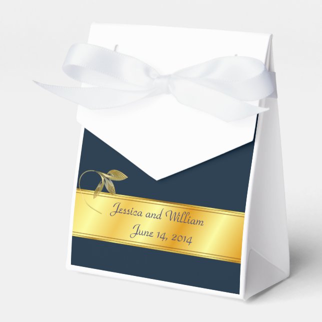 Wedding Party Gift Box in Gold and Navy (Front Side)