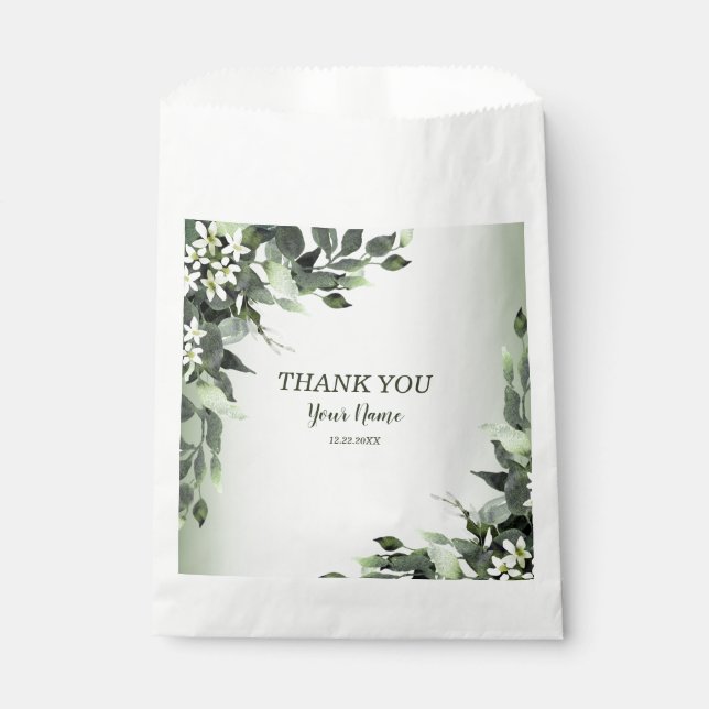 Wedding Party Gift Greenery Floral Leaves Favour Bags (Front)