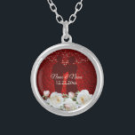 Wedding Party Gift Red White Floral Modern Silver Plated Necklace<br><div class="desc">Wedding Party Gift Red White Floral Modern Silver Plated Necklace. Unique,  beautiful,  stylish design. Easy to be personalised. Font style,  size and colours can be changed. Matching items available.</div>
