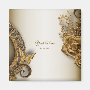 Wedding Party Golden Floral Butterfly Vintage Magnet