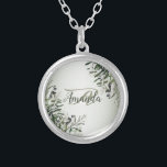 Wedding Party Green Leaves Black Olive Elegant Silver Plated Necklace<br><div class="desc">Wedding Party Green Leaves Black Olive Elegant Silver Plated Necklace. Unique,  beautiful,  stylish design. Easy to be personalised. Font style,  size and colours can be changed. Matching items available.</div>