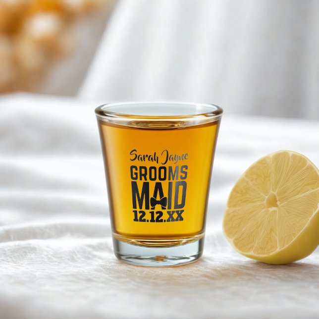 Wedding Party Groomsmaid Personalised Shot Glass (For your Groomsmaid. Just add her name and your wedding date)
