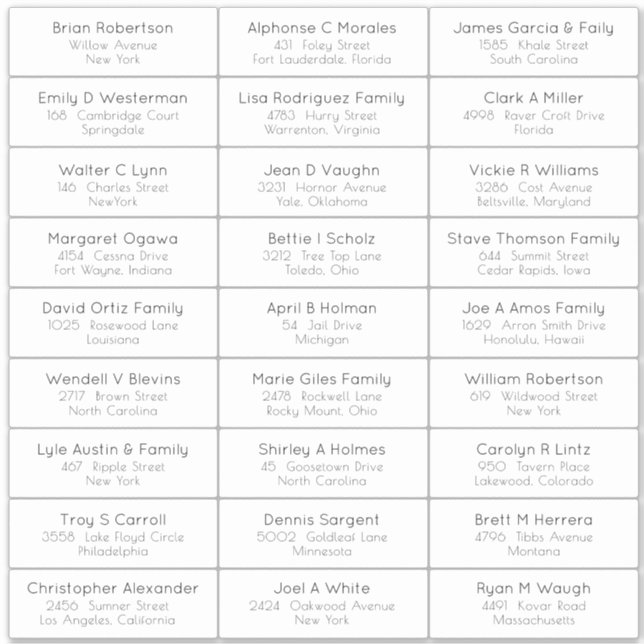 Wedding Party Guest Address Label Sticker (Front)