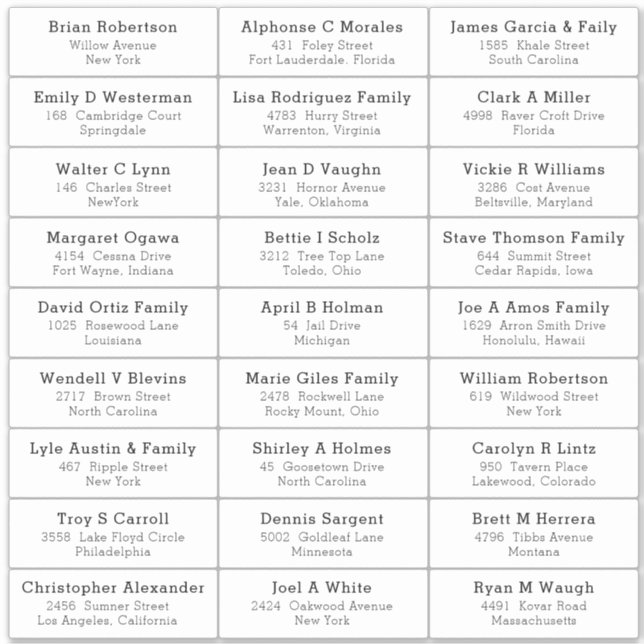 Wedding Party Guest Address Label Sticker (Front)