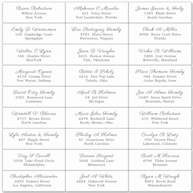 Wedding Party Guest Address Label Sticker (Front)