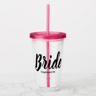 Wedding Party Hashtag Matching Bachelorette Pink Acrylic Tumbler