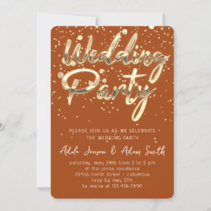 Wedding Party Instant Download BrownGold Confetti Invitation