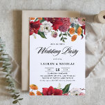 Wedding Party Invitation<br><div class="desc">Invite family and friends to your event with this customisable wedding party invitation. It features watercolor amaryllis, roses, ranunculus, and chrysanthemums with a matching floral pattern. This botanical wedding party invitation is perfect for fall and Christmas weddings. Personalise this floral wedding party invitation by adding the event, names, date, time,...</div>