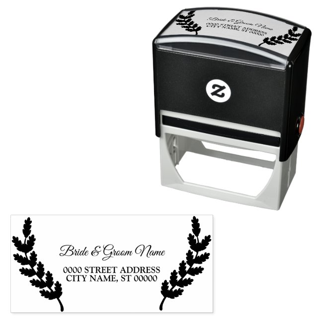 Wedding Party Leaves Elegant Address Self-inking Stamp (In Situ)