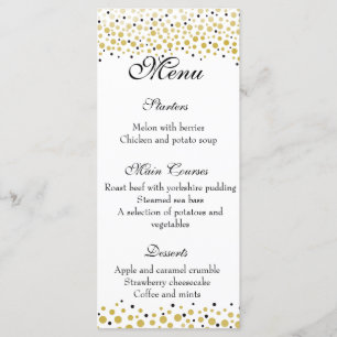 Wedding party menu