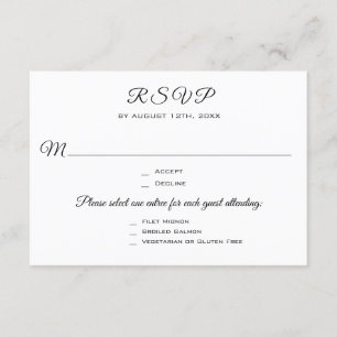 Wedding Party or Event 3 Entree RSVP Response