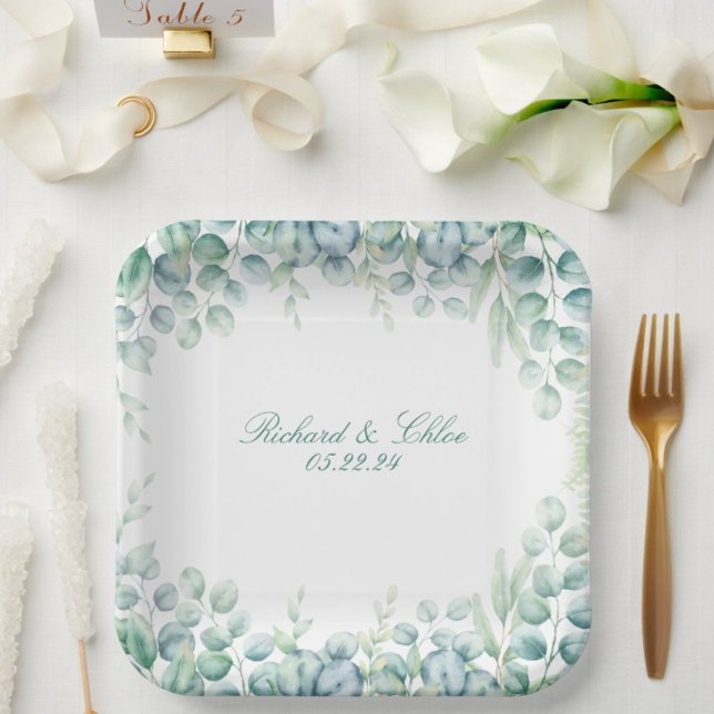 Wedding Party Paper Plate Botanical Eucalyptus  (Creator Uploaded)