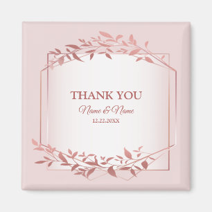 Wedding Party Peach Pink Leaves Modern Magnet