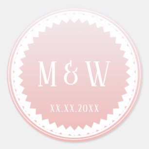 Wedding Party Pink Ombre Classic Classic Round Sticker