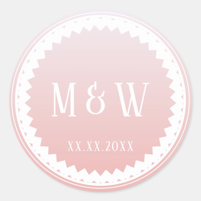 Wedding Party Pink Ombre Classic Classic Round Sticker (Front)