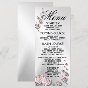 Wedding Party Pink Peach Shiny Hearts Geometric Menu