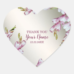 Wedding Party Pink White Flowers Rustic Elegant Heart Sticker