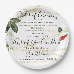 Wedding Party Plate Funny Program Thank Florals