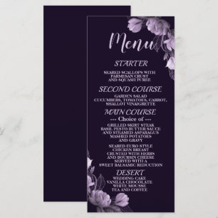 Wedding Party Purple Floral Violet Elegant Rustic Menu