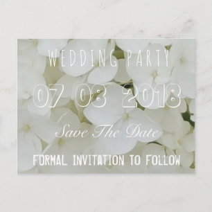 Wedding Party Save The Date Floral Hydrangea White Announcement Postcard