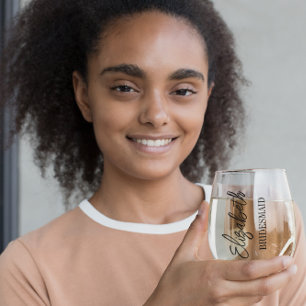 Wedding Party Stemless Wine Glass