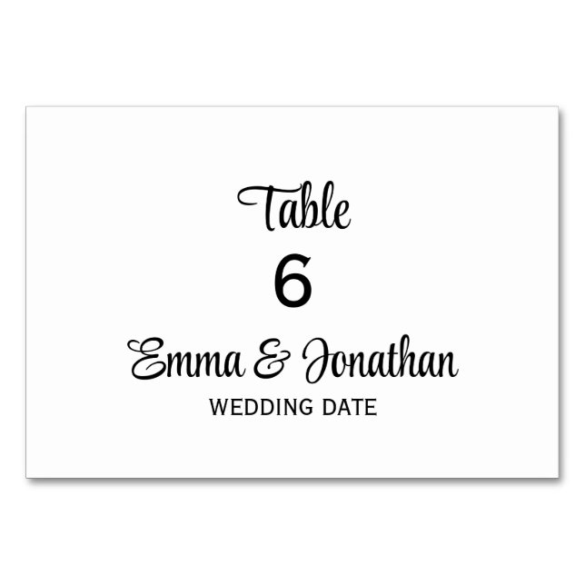 Wedding Party Table Tent Cards Table Tent Sign (Front)
