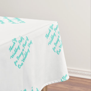 Wedding Party Table Turquoise Typography Tablecloth