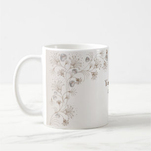 Wedding Party Tan Floral Heart Beige Elegant Coffee Mug