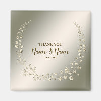 Wedding Party Thank You Golden Floral Leaves