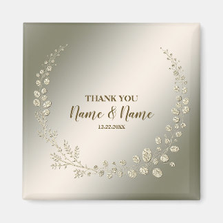 Wedding Party Thank You Golden Floral Leaves Magnet