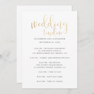 Wedding party timeline script. Simple calligraphy Invitation