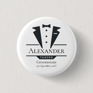 Wedding Party Tuxedo Gifts Groomsman   3 Cm Round Badge