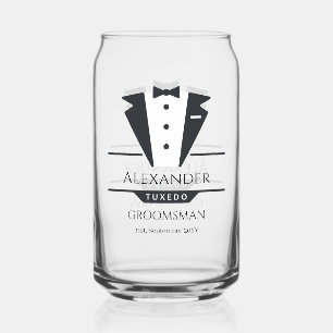 Wedding Party Tuxedo Gifts Groomsman Can Glass