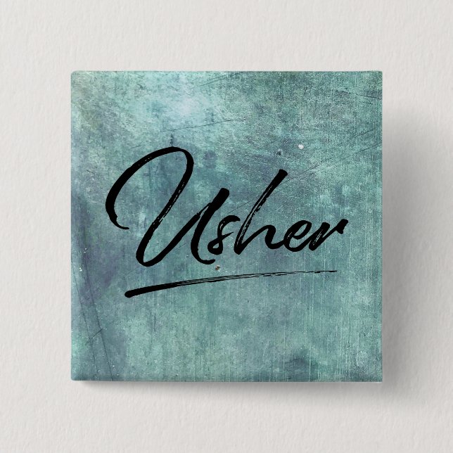 Wedding Party Usher 15 Cm Square Badge (Front)