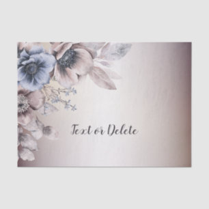 Wedding Party Watercolor Pastel Blue Beige Flowers Tissue Paper