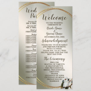 Wedding Party White Birds Cockatoo Green Leaves Programme