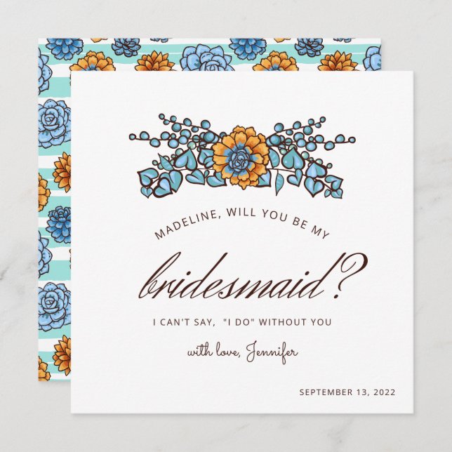 Wedding Party | Will You Be My Bridesmaid? Card (Front/Back)