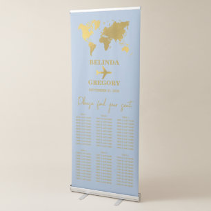 Wedding Passport Blush Dusty Blue Seating Chart Retractable Banner