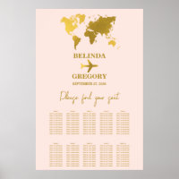 Wedding Passport Blush Pink Gold Seating Chart