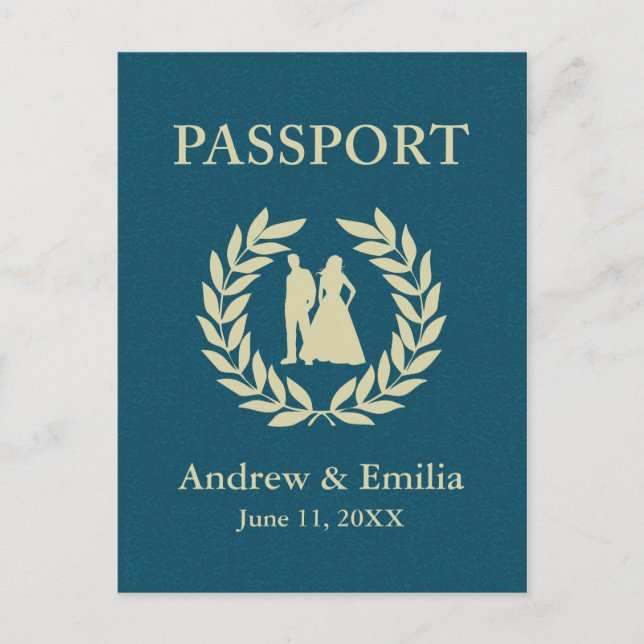 wedding passport invitation postcard (Front)