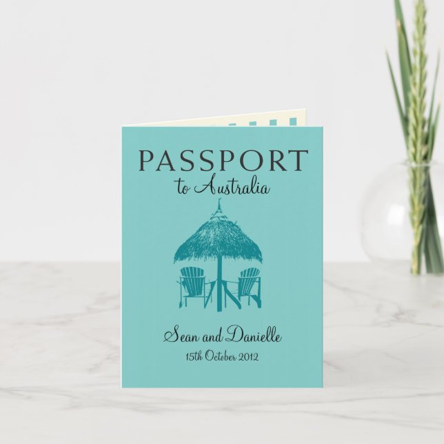 Wedding Passport Invitation to Australia (Front)