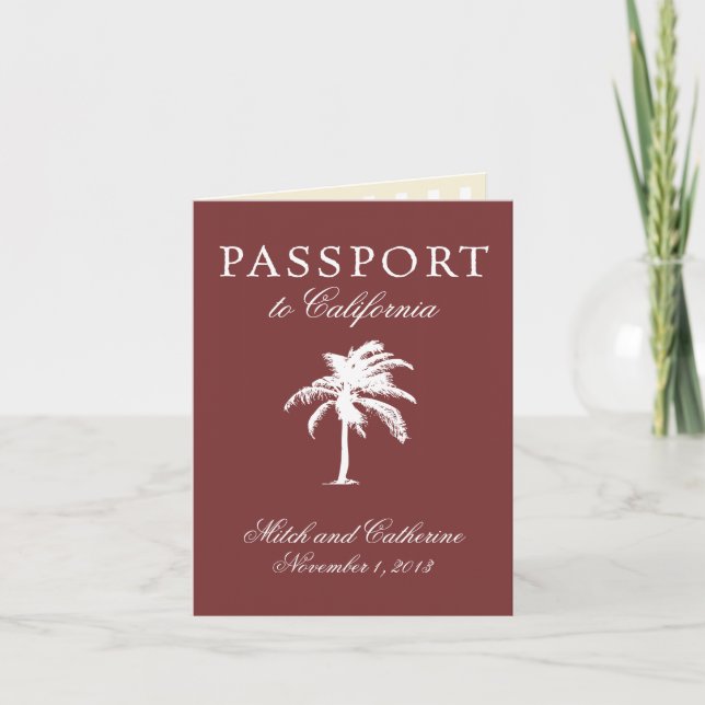 Wedding Passport Invitation to California (Front)