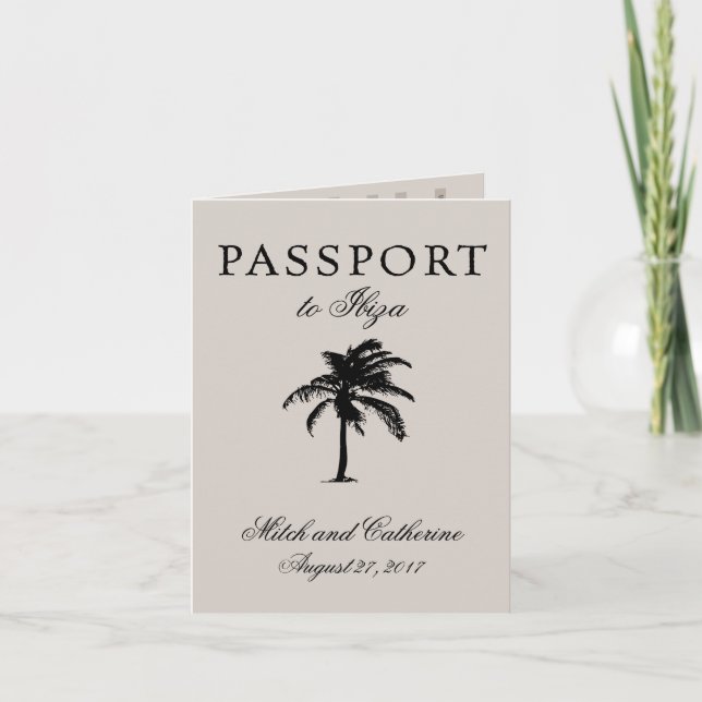 Wedding Passport Invitation to Ibiza Spain (Front)