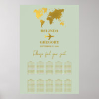 Wedding Passport Sage Green Gold Seating Chart