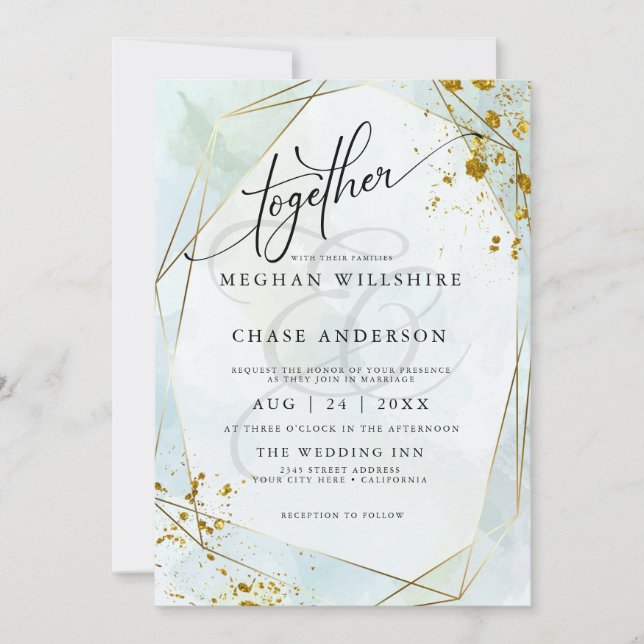 WEDDING | Pastel Dusty Blue Sage  Gold Jaspé  (Front)