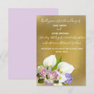 Wedding pastel floral and gold theme invitation