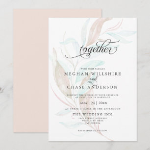 WEDDING   Pastel Watercolor Wispy Foliage Invitation